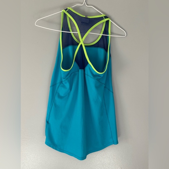 Nike Dry Fit RacerBack Tank top. Small, Teal, blue and yellow. Mesh at top. - Picture 3 of 5